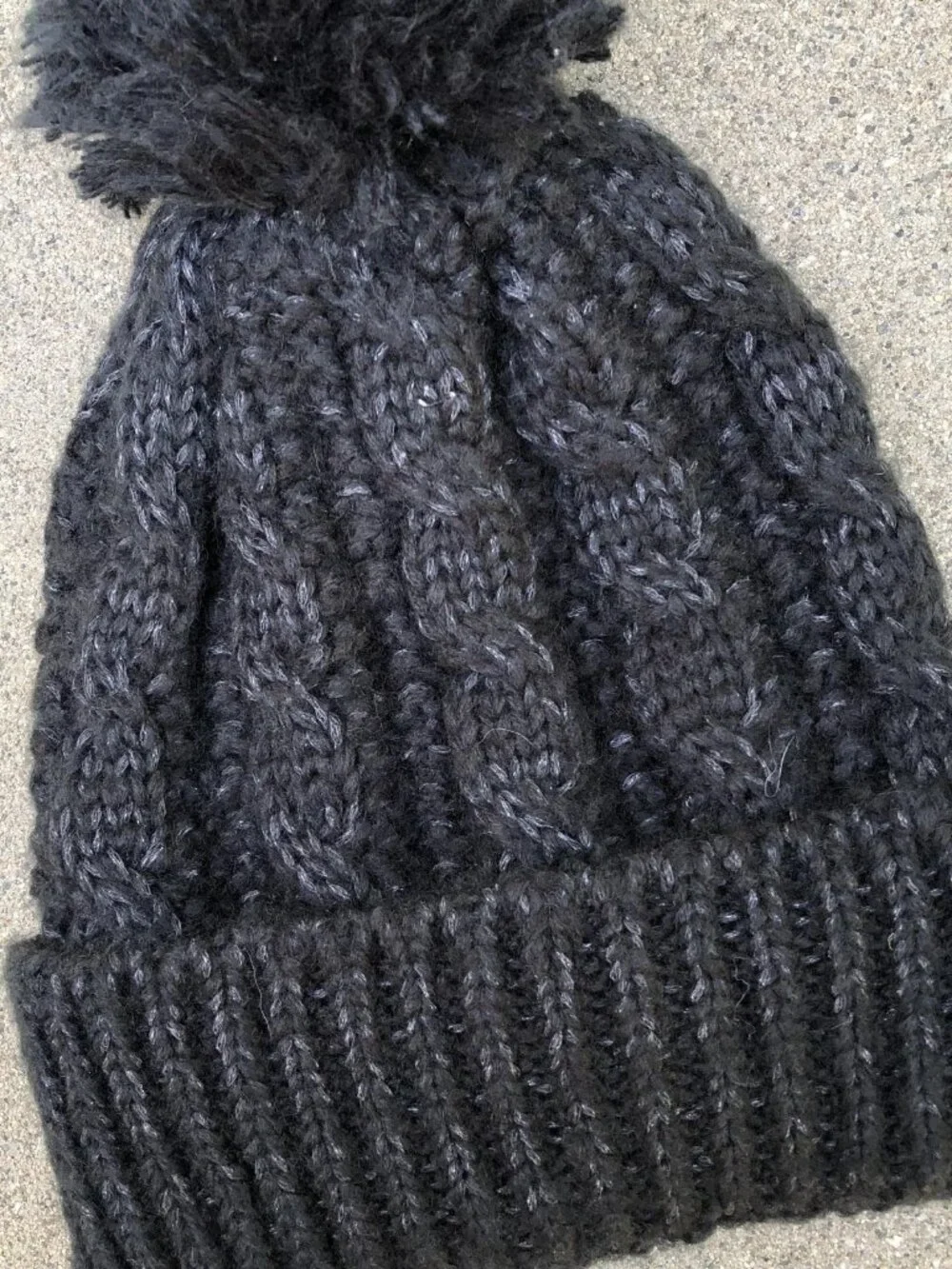 VINCE CAMUTO Knit Pom Beanie Hat Women's Grey Cuffed Cap One Size